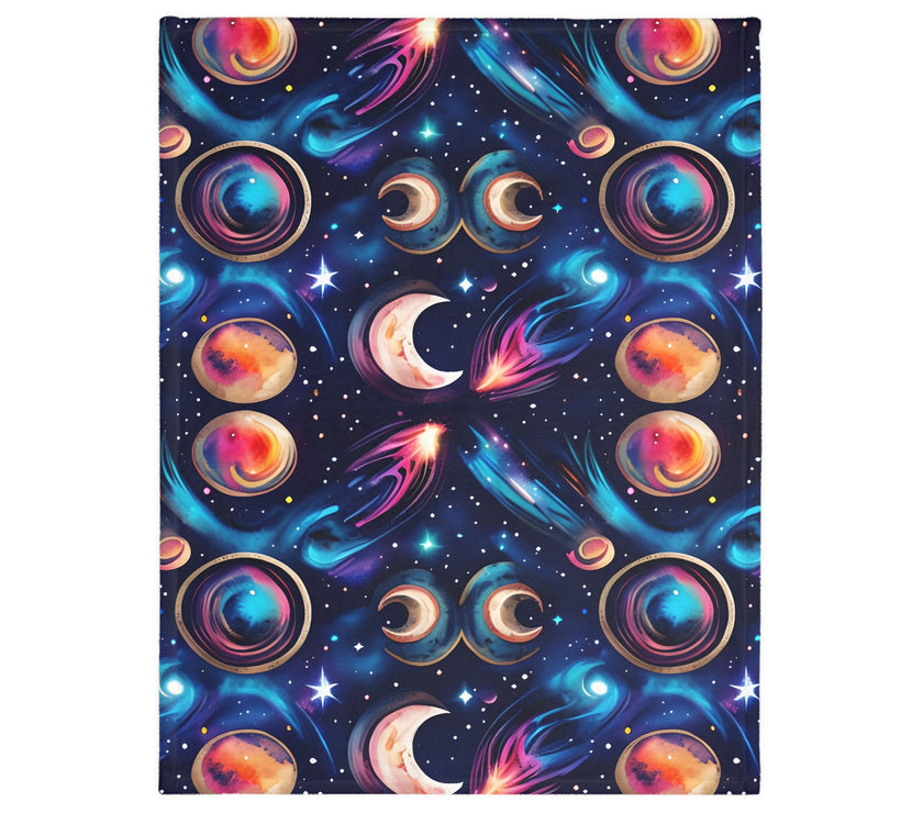 Space / Planet Velveteen Microfiber Blanket (Two-sided print)