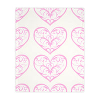 Blanket, soft, cozy, pink heart design, gift for her, home decor, Valentine's Day gift, dorm essential