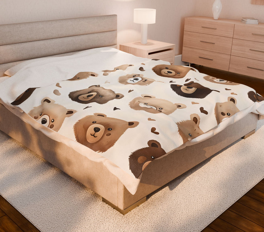 Teddy Bear Kids Blanket, Nursery Decor, Baby Shower Gift, Cozy Child Throw, Soft Toddler Bedding, Warm Lap Cover