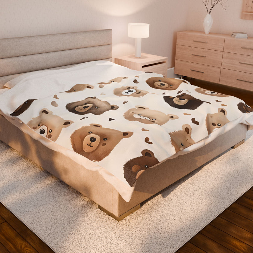 Teddy Bear Kids Blanket, Nursery Decor, Baby Shower Gift, Cozy Child Throw, Soft Toddler Bedding, Warm Lap Cover