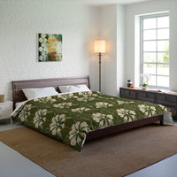 Botanical Floral Comforter, Cozy Bedding for Home Decor, Green Flower Design, Eco-Friendly Gift, Spring & Summer Style