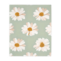 Velveteen Microfiber Blanket, White Daisies on Green - Floral Throw, Botanical Home Decor, Cozy Bedding, Gift for Nature Lovers, Double