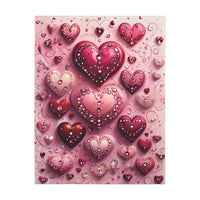 Pink Hearts Velveteen Microfiber Blanket (Two-sided print) Pink Velveteen Microfiber Blanket, Love Blanket