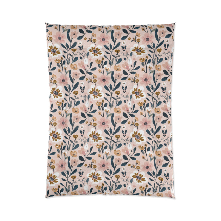 Floral Pattern Comforter, Cozy Bedding, Boho Home Decor, Gift for Her, Spring Bedroom Makeover, Warm Soft Blanket