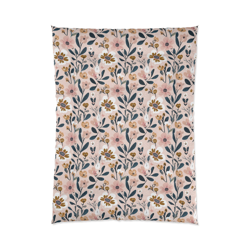 Floral Pattern Comforter, Cozy Bedding, Boho Home Decor, Gift for Her, Spring Bedroom Makeover, Warm Soft Blanket