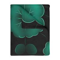 Green Jade Floral Velveteen Microfiber Blanket (Two-sided print)