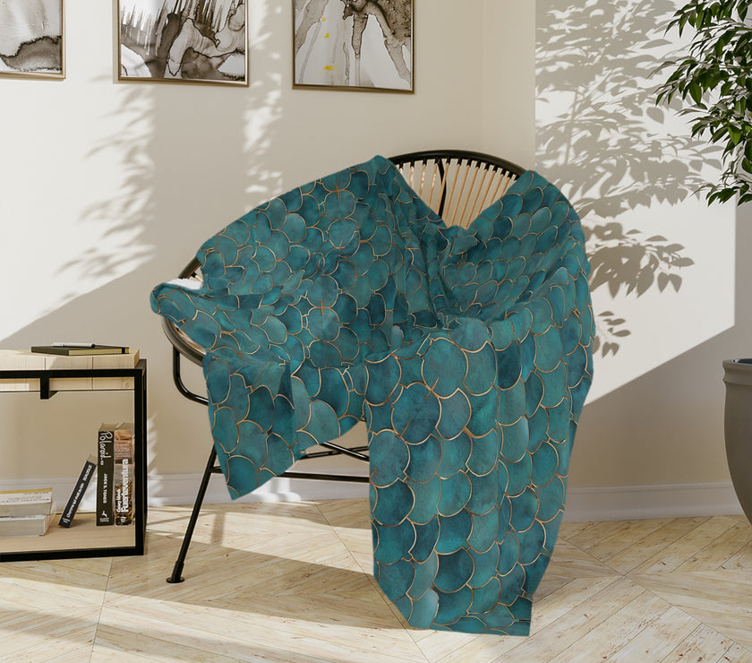 Blue Green Velveteen Microfiber Blanket