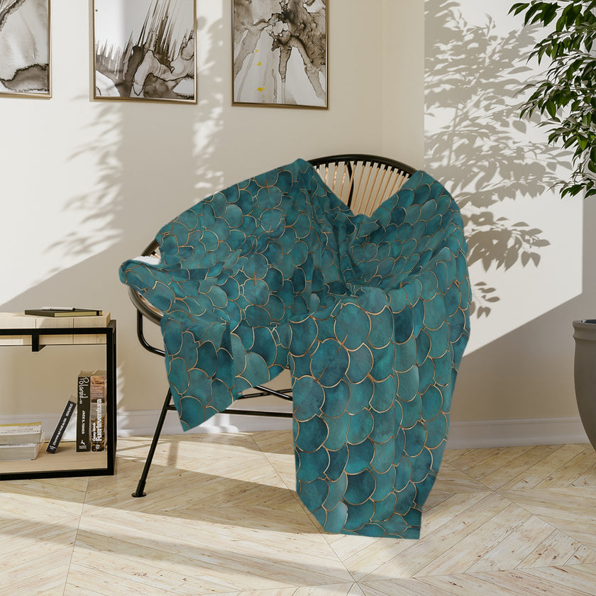 Blue Green Velveteen Microfiber Blanket