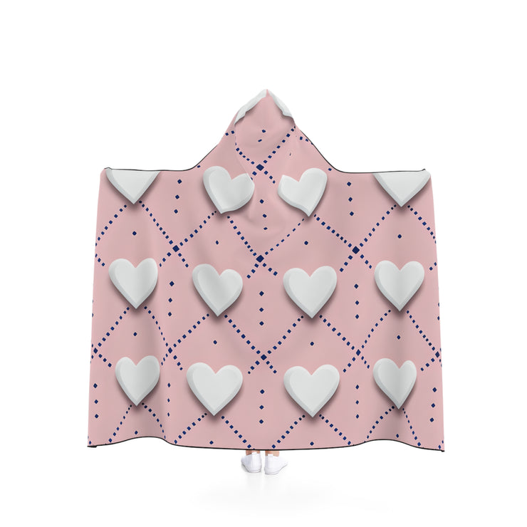 Cozy Heart Patterned Hooded Blanket, Perfect for Snuggling, Gift for Her, Valentines Day, Home Relaxation, Warm Throw