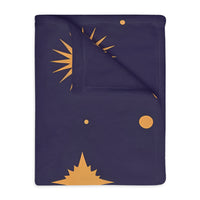 Velveteen Blanket, Geometric Gold Star Two-Sided Print, Cozy Throw, Luxurious Bedding, Soft Couch Cover, Home Decor Accent