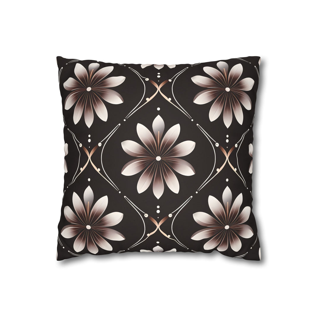 Black Floral Faux Suede Square Pillowcase