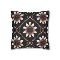 Black Floral Faux Suede Square Pillowcase