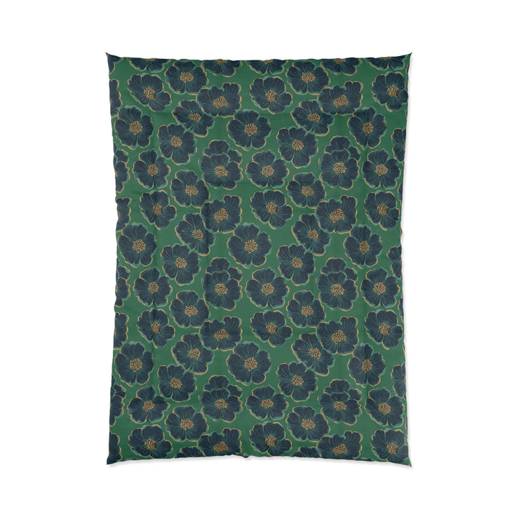 Botanical Floral Comforter - Cozy Bedding for Home Decor, Green Floral Bedspread, Spring Bedroom Essentials, Gift for Her, Unique