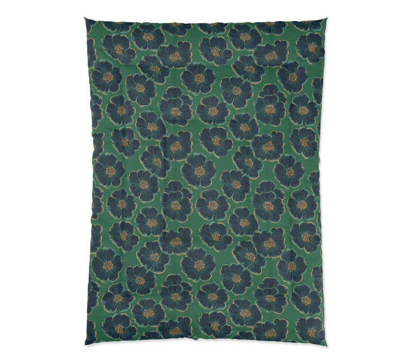 Botanical Floral Comforter - Cozy Bedding for Home Decor, Green Floral Bedspread, Spring Bedroom Essentials, Gift for Her, Unique