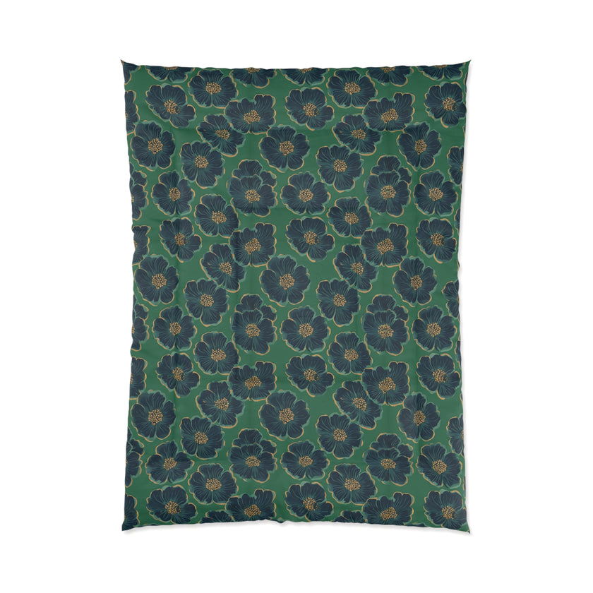 Botanical Floral Comforter - Cozy Bedding for Home Decor, Green Floral Bedspread, Spring Bedroom Essentials, Gift for Her, Unique