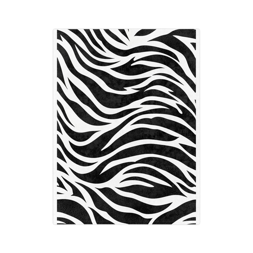 Black and White | Zebra Lines Velveteen Microfiber Blanket