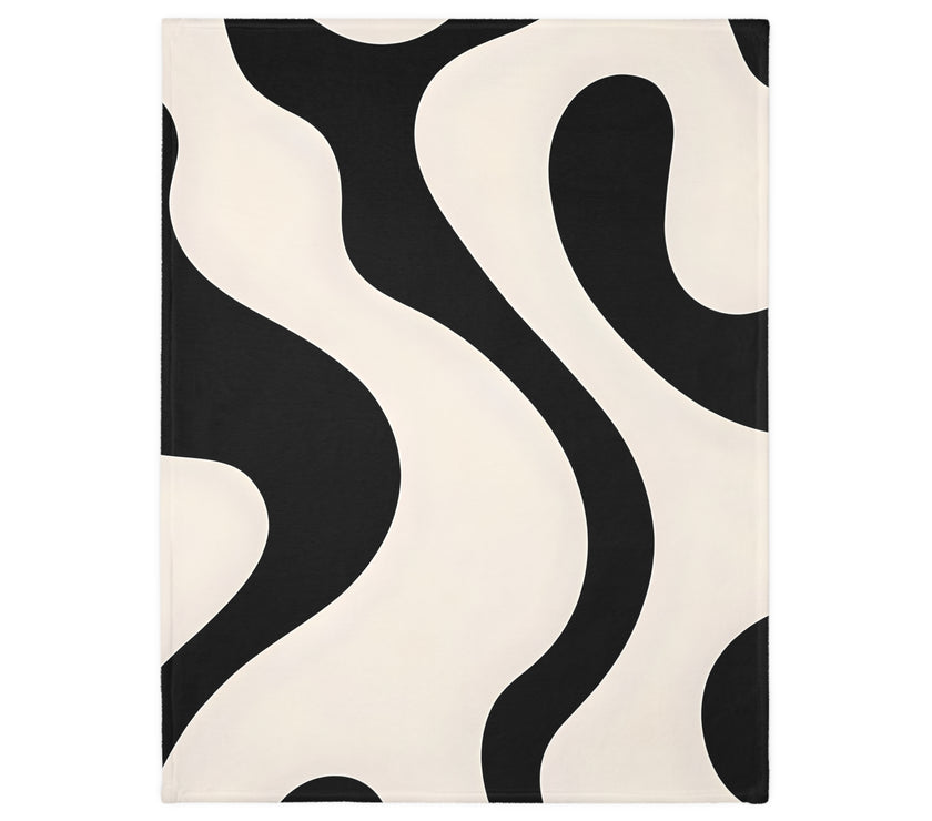 Black and White Velveteen Microfiber Blanket (Two-sided print)