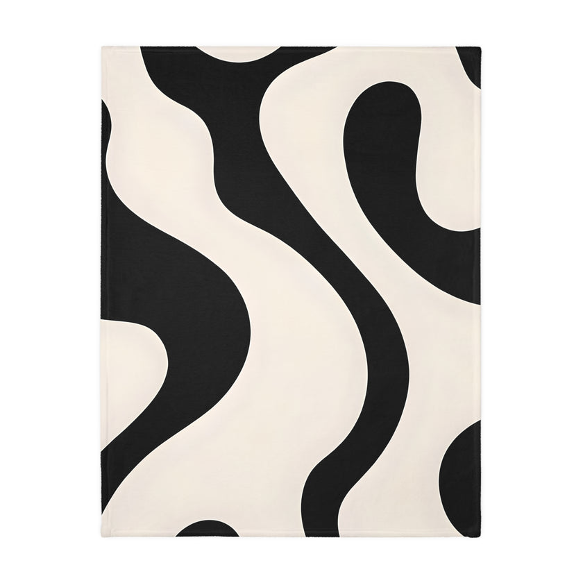 Black and White Velveteen Microfiber Blanket (Two-sided print)