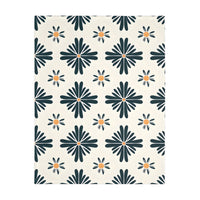 Green and White Floral Velveteen Microfiber Blanket (Two-sided print)