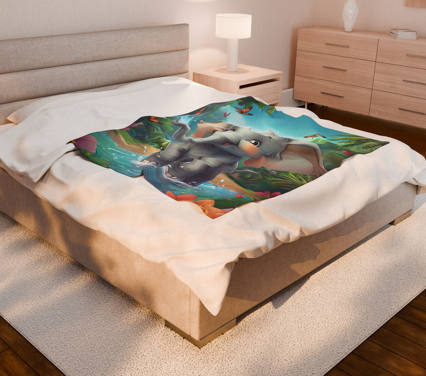 Elephant Velveteen Plush Blanket