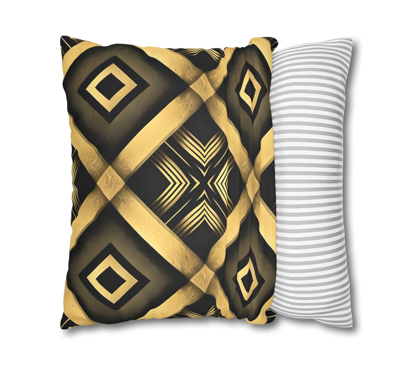 Gold & Black Faux Suede Square Pillowcase