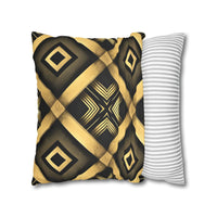 Gold & Black Faux Suede Square Pillowcase