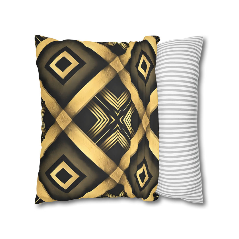 Gold & Black Faux Suede Square Pillowcase