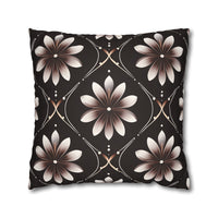 Black Floral Faux Suede Square Pillowcase
