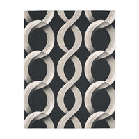 Black and White Wavey Pattern Velveteen Microfiber Blanket (Two-sided print)