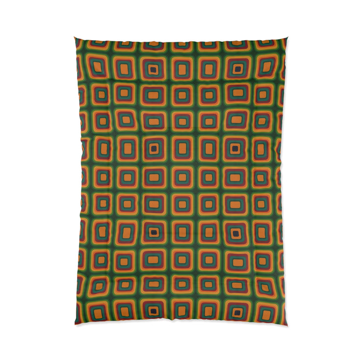 Retro Geometric Comforter, Cozy Bedroom Decor, Modern Boho Bedding, Gift for Homeowners, Colorful Quilt for Any Occasion