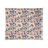 Floral Pattern Comforter, Cozy Bedding, Boho Home Decor, Gift for Her, Spring Bedroom Makeover, Warm Soft Blanket
