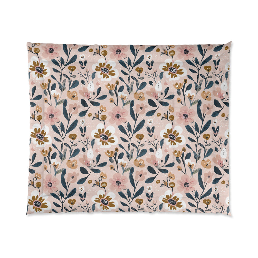 Floral Pattern Comforter, Cozy Bedding, Boho Home Decor, Gift for Her, Spring Bedroom Makeover, Warm Soft Blanket