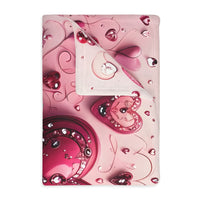 Pink Hearts Velveteen Microfiber Blanket (Two-sided print) Pink Velveteen Microfiber Blanket, Love Blanket