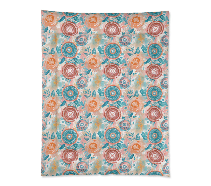 Floral Comforter, Cozy Bedroom Decor, Boho Bedding, Gift for Her, Spring Home Decor, Flower Pattern Comforter