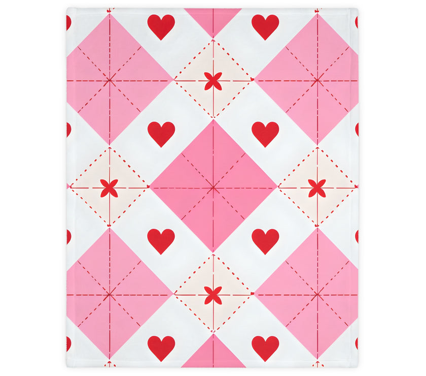 Romantic Heart Velveteen Microfiber Blanket (Two-sided print)