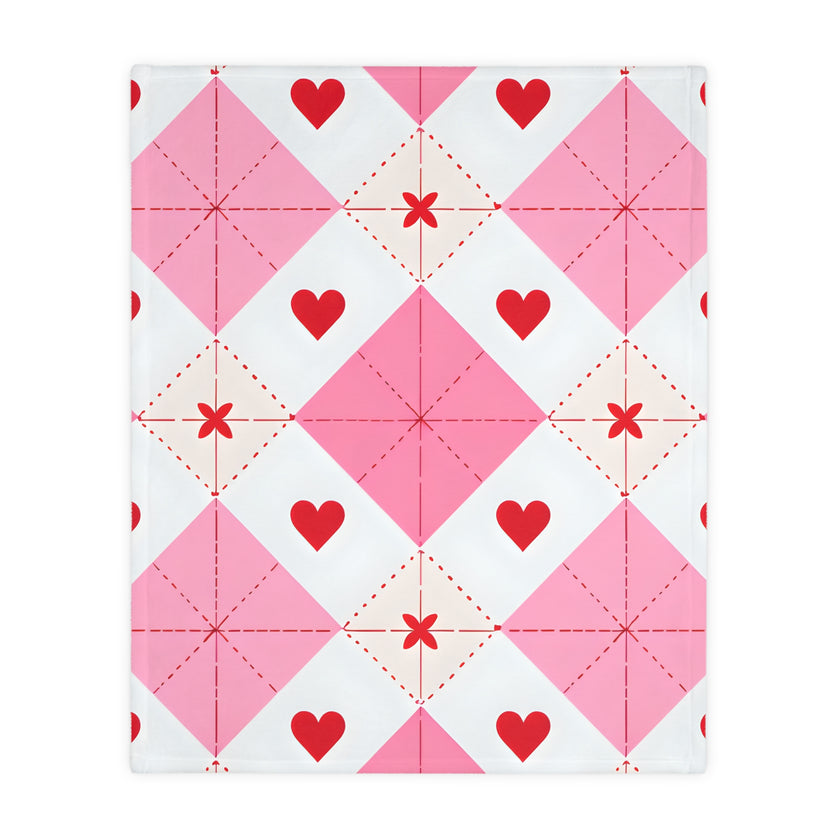 Romantic Heart Velveteen Microfiber Blanket (Two-sided print)