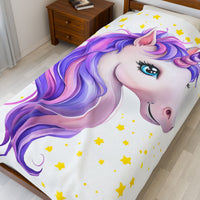 Purple Unicorn Velveteen Plush Blanket