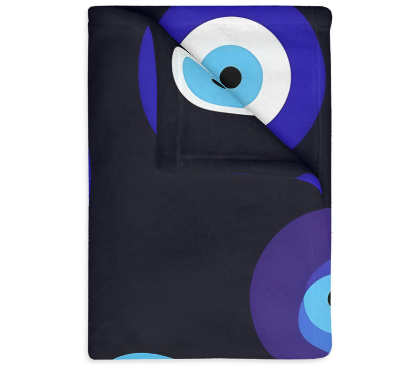 Blue Evil Eye Blanket Velveteen Microfiber Blanket (Two-sided print)
