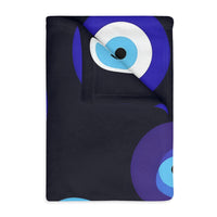 Blue Evil Eye Blanket Velveteen Microfiber Blanket (Two-sided print)