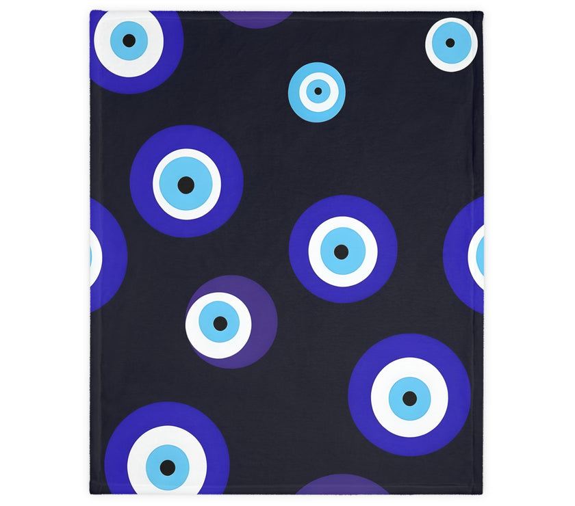 Blue Evil Eye Blanket Velveteen Microfiber Blanket (Two-sided print)