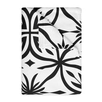 Black and White Pattern Velveteen Microfiber Blanket (Two-sided print)