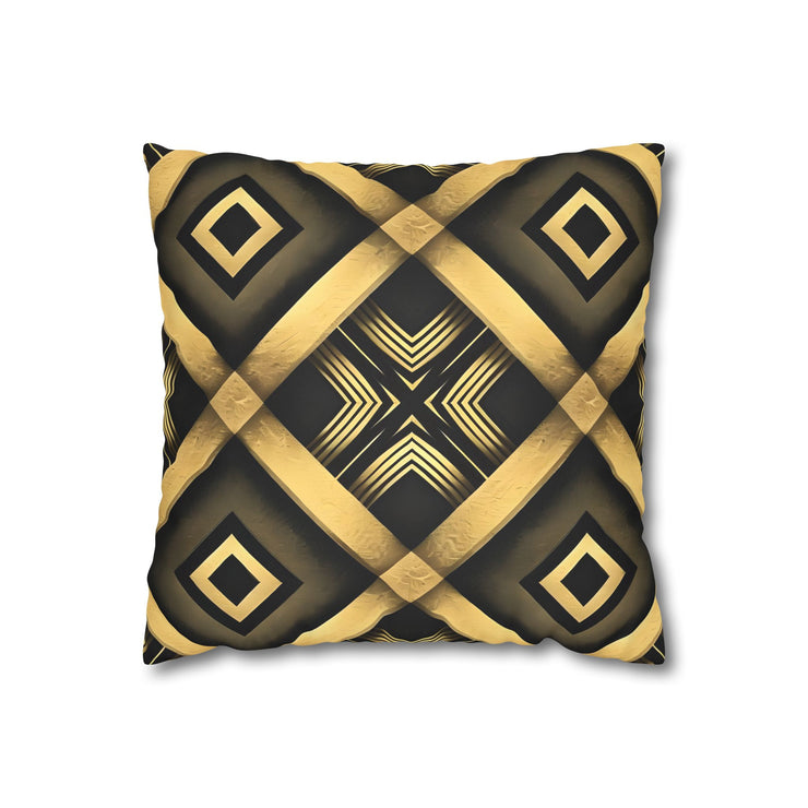 Gold & Black Faux Suede Square Pillowcase