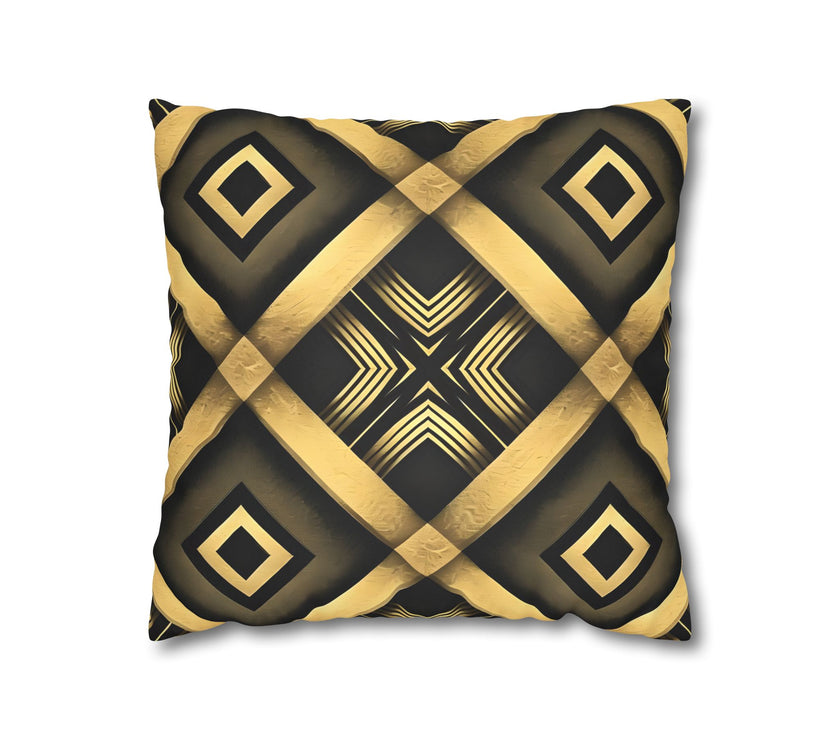 Gold & Black Faux Suede Square Pillowcase