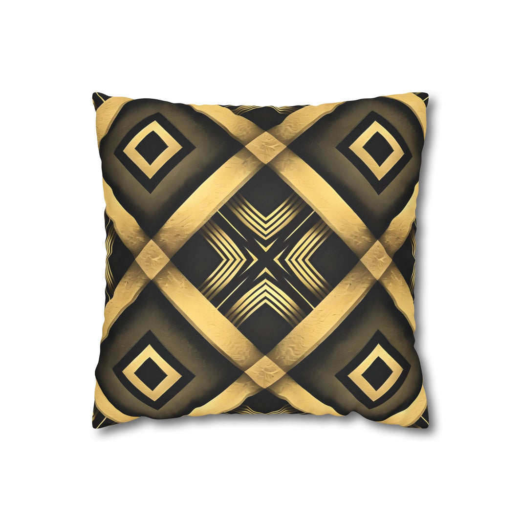 Gold & Black Faux Suede Square Pillowcase