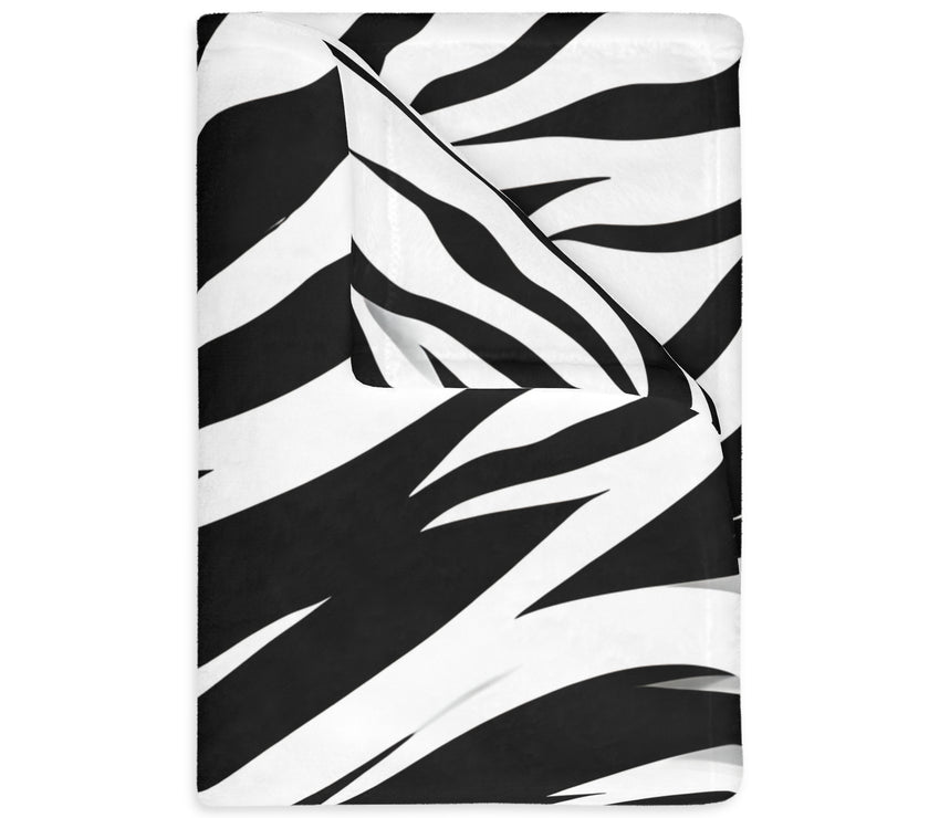 Velveteen Microfiber Blanket (Two-sided print) - Black and White Zebra Stripes, Cozy Throw for Home Decor, Animal Lover Gift, Safari Chic