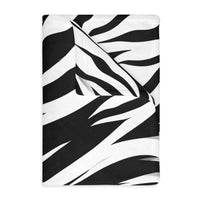Velveteen Microfiber Blanket (Two-sided print) - Black and White Zebra Stripes, Cozy Throw for Home Decor, Animal Lover Gift, Safari Chic