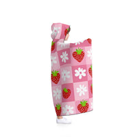 Cozy Strawberry Hooded Blanket - Perfect for Relaxing, Gifts for Her, Home Décor, Slumber Parties, Picnics, Kids' Sleepovers
