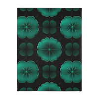 Green Jade Floral Velveteen Microfiber Blanket (Two-sided print)