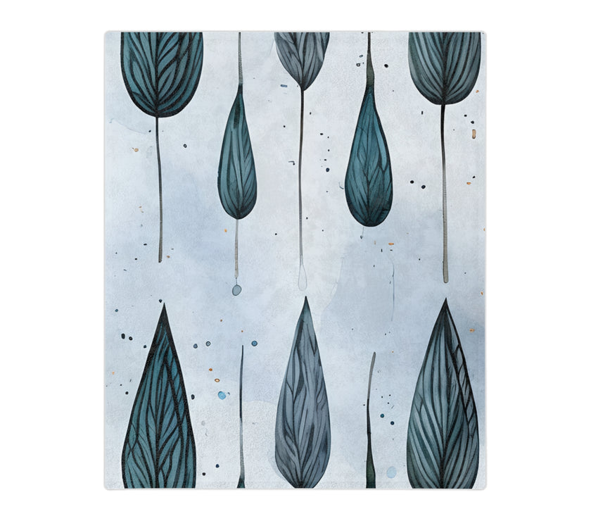 Blue and  White Velveteen Microfiber Blanket
