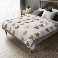 Pink Hearts Velveteen Microfiber Blanket (Two-sided print)